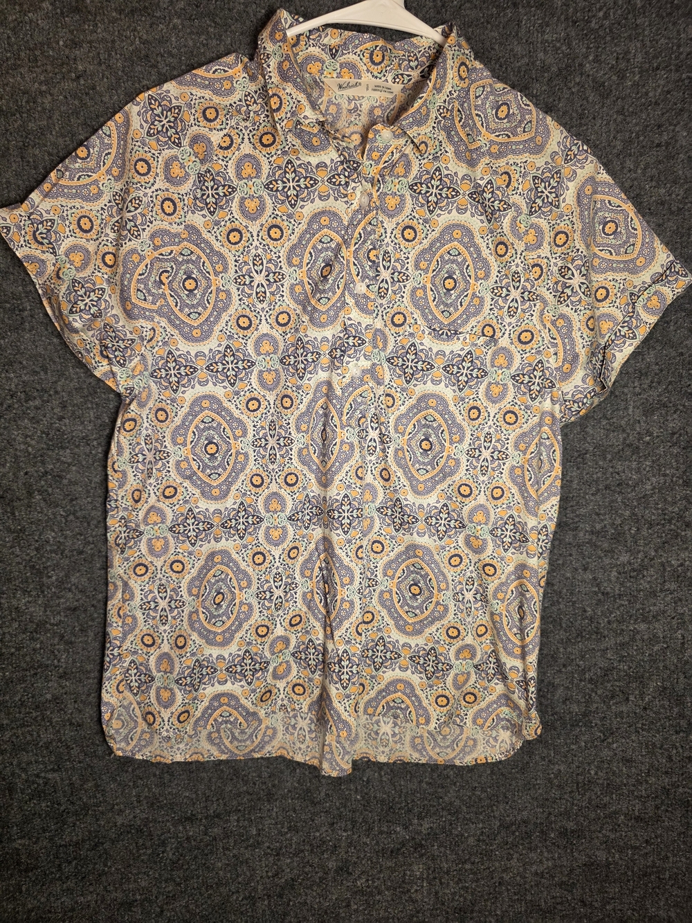 Woolrich Paisley Short Sleeve Button Down Shirt Women’s Small Cotton Boho Top